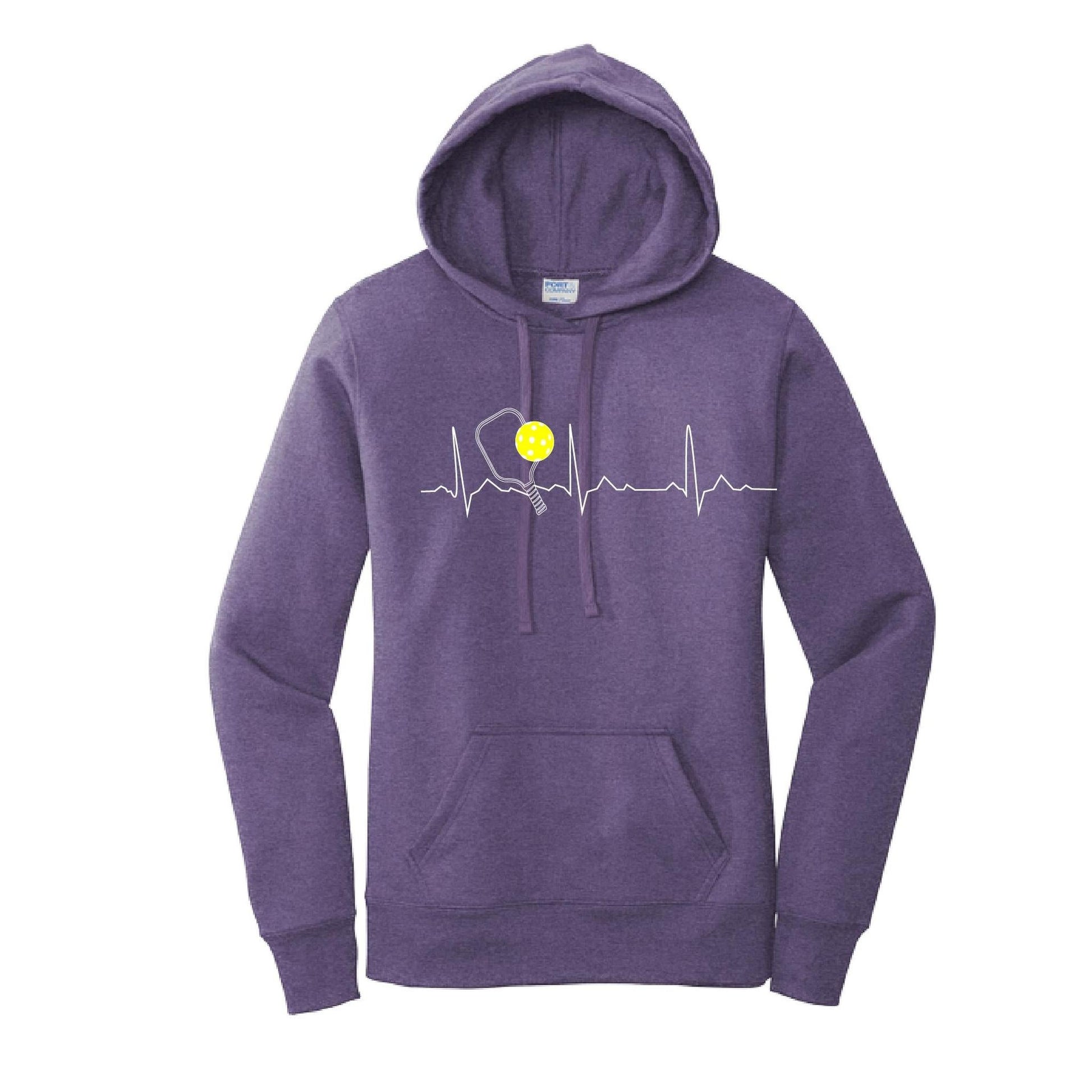 Pickleball Heartbeat EKG | Women’s Fitted Hoodie Pickleball Sweatshirt | 50% Cotton 50% Poly Fleece