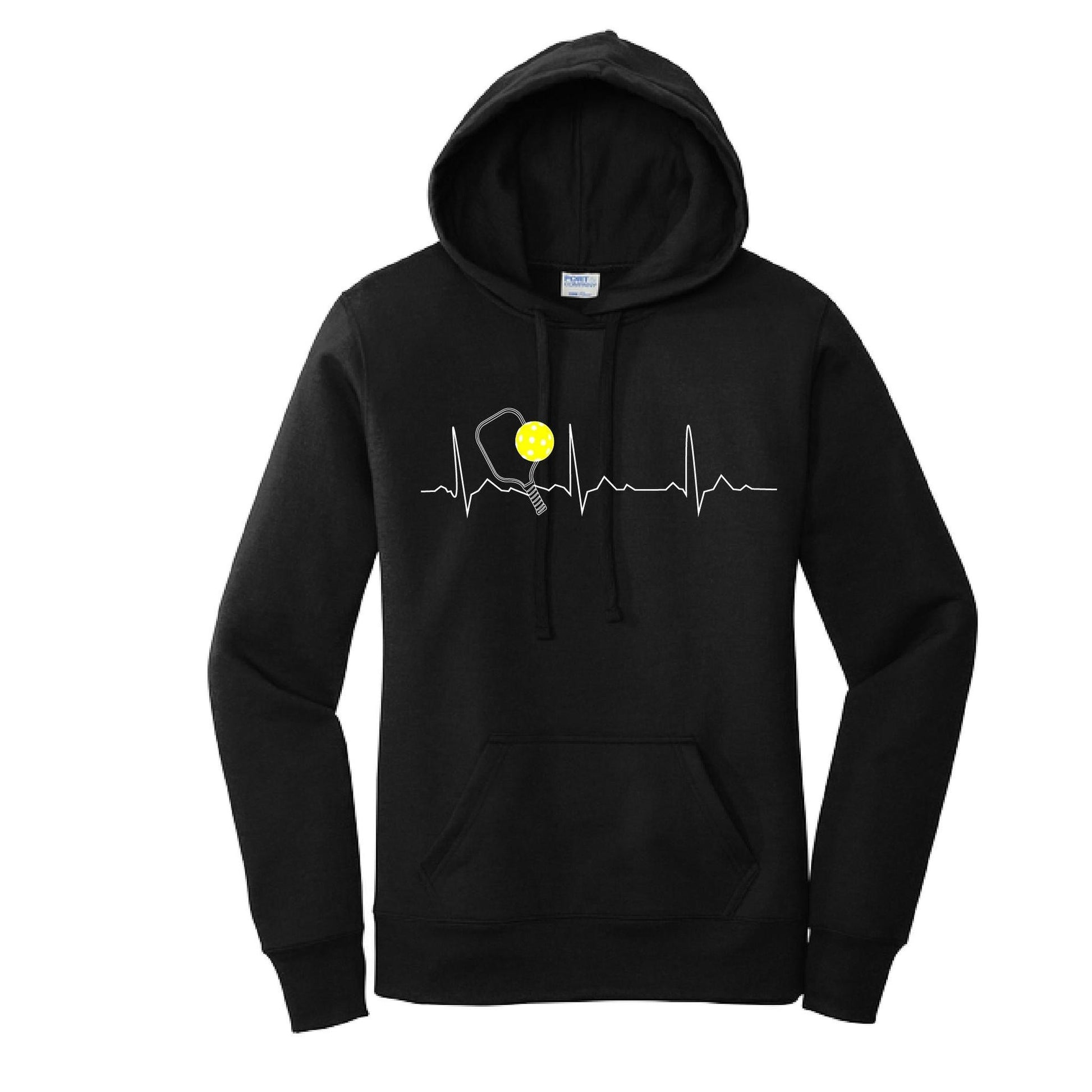 Pickleball Heartbeat EKG | Women’s Fitted Hoodie Pickleball Sweatshirt | 50% Cotton 50% Poly Fleece
