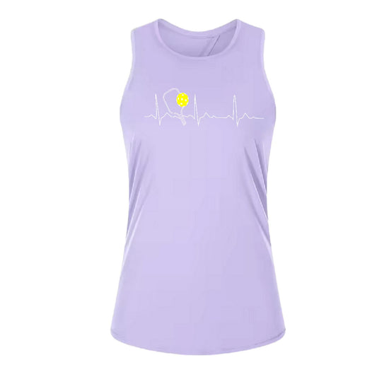 Pickleball Heartbeat EKG | Women's Split Back or Tied Back Pickleball Tank | 80/20 Nylon Spandex Mix