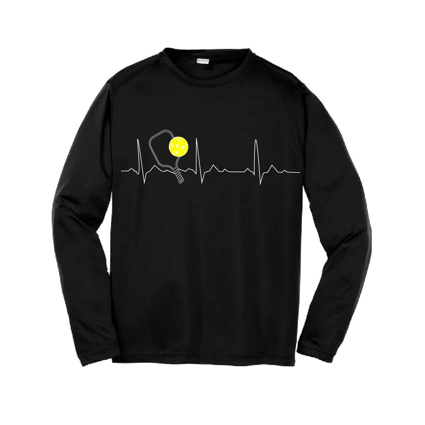 Pickleball Heartbeat EKG | Youth Long Sleeve Pickleball Performance T-Shirts | 100% Polyester