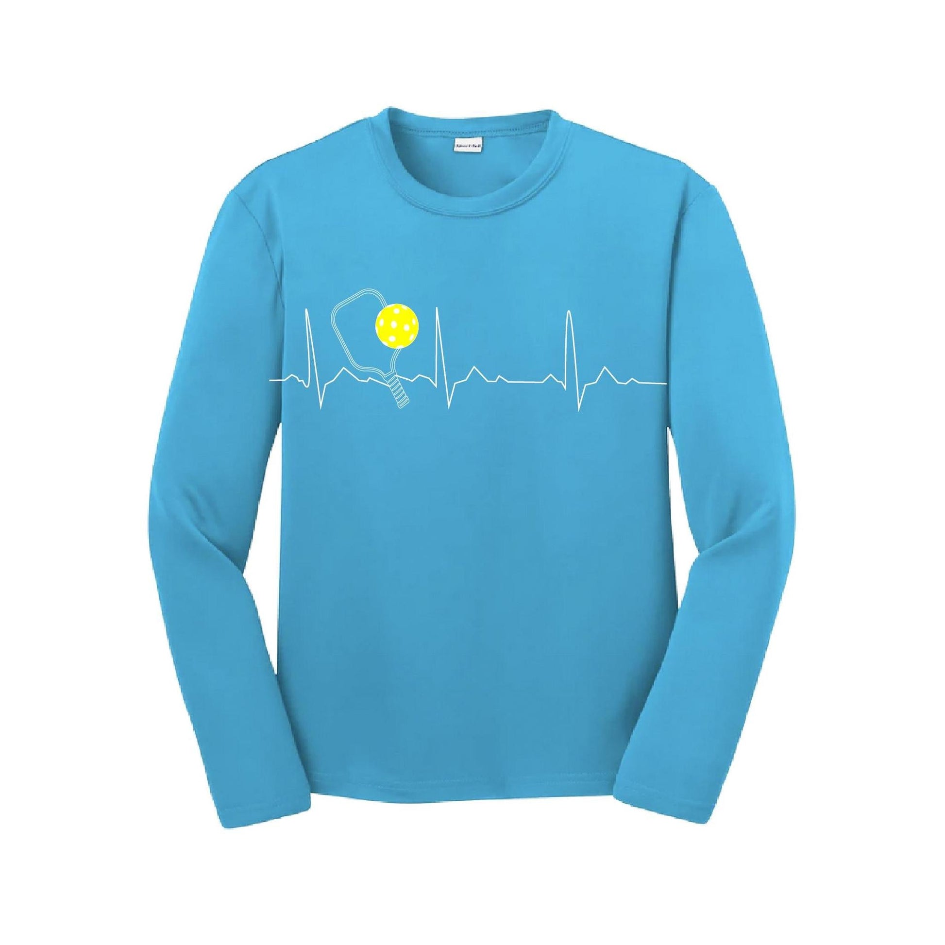 Pickleball Heartbeat EKG | Youth Long Sleeve Pickleball Performance T-Shirts | 100% Polyester
