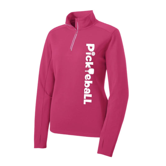 Pickleball Horizontal | Clearance Women's 1/4 Zip Pickleball Athletic Performance Pullover Shirt| 100% Polyester