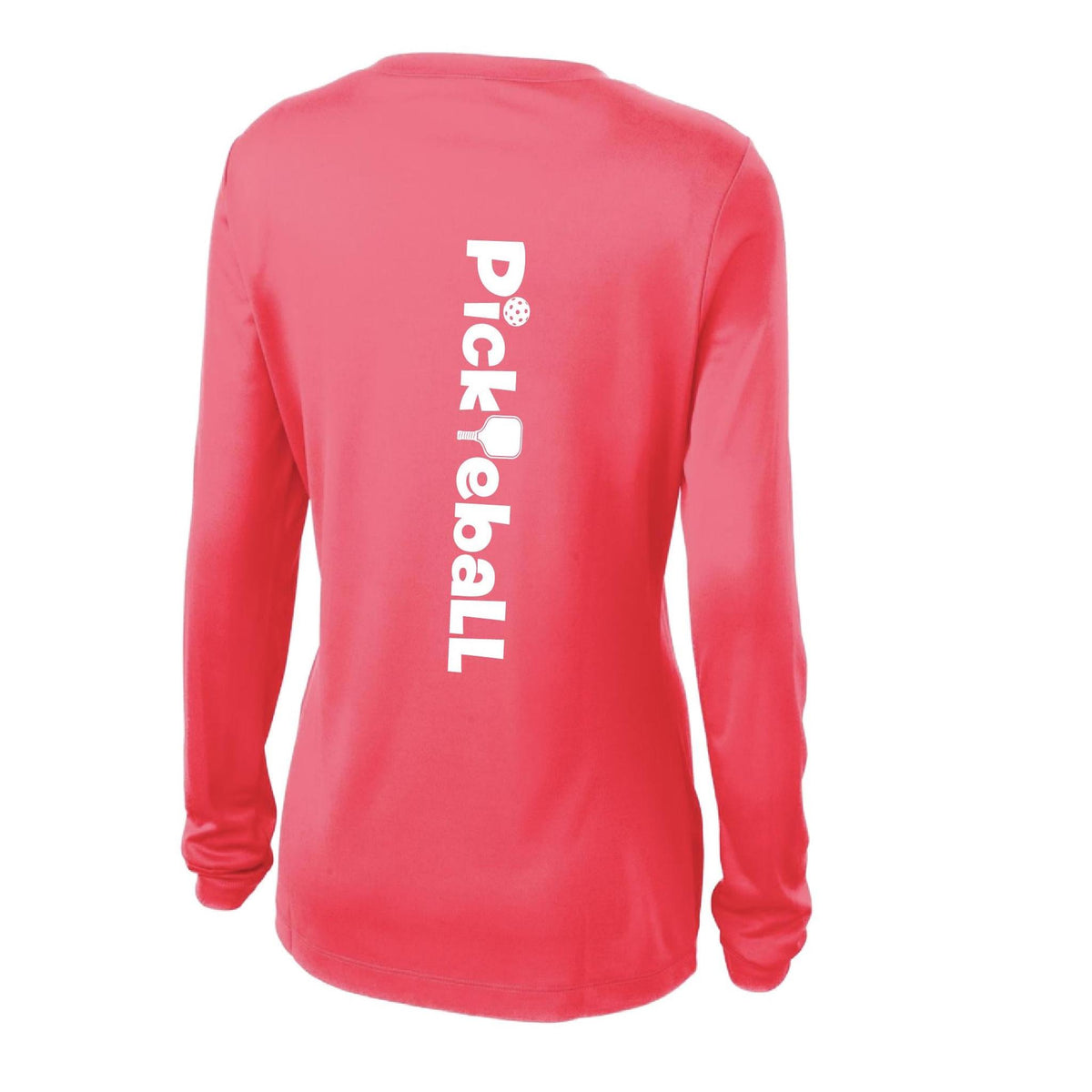 Pickleball Horizontal (Custom) | Women’s Long Sleeve V-Neck Pickleball Performance T-Shirt | 100% Polyester
