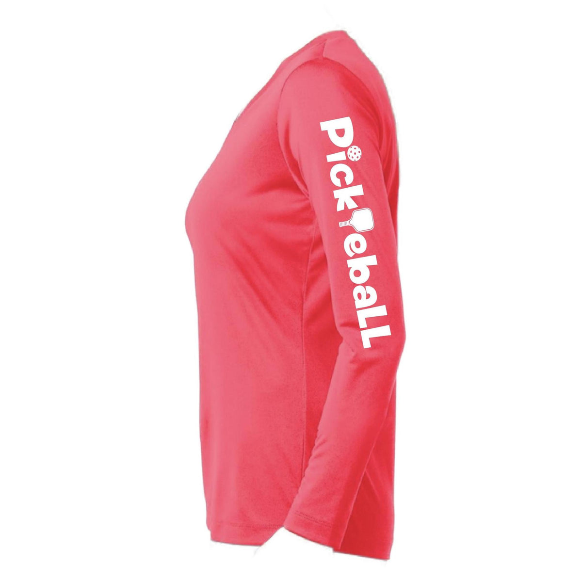 Pickleball Horizontal (Custom) | Women’s Long Sleeve V-Neck Pickleball Performance T-Shirt | 100% Polyester