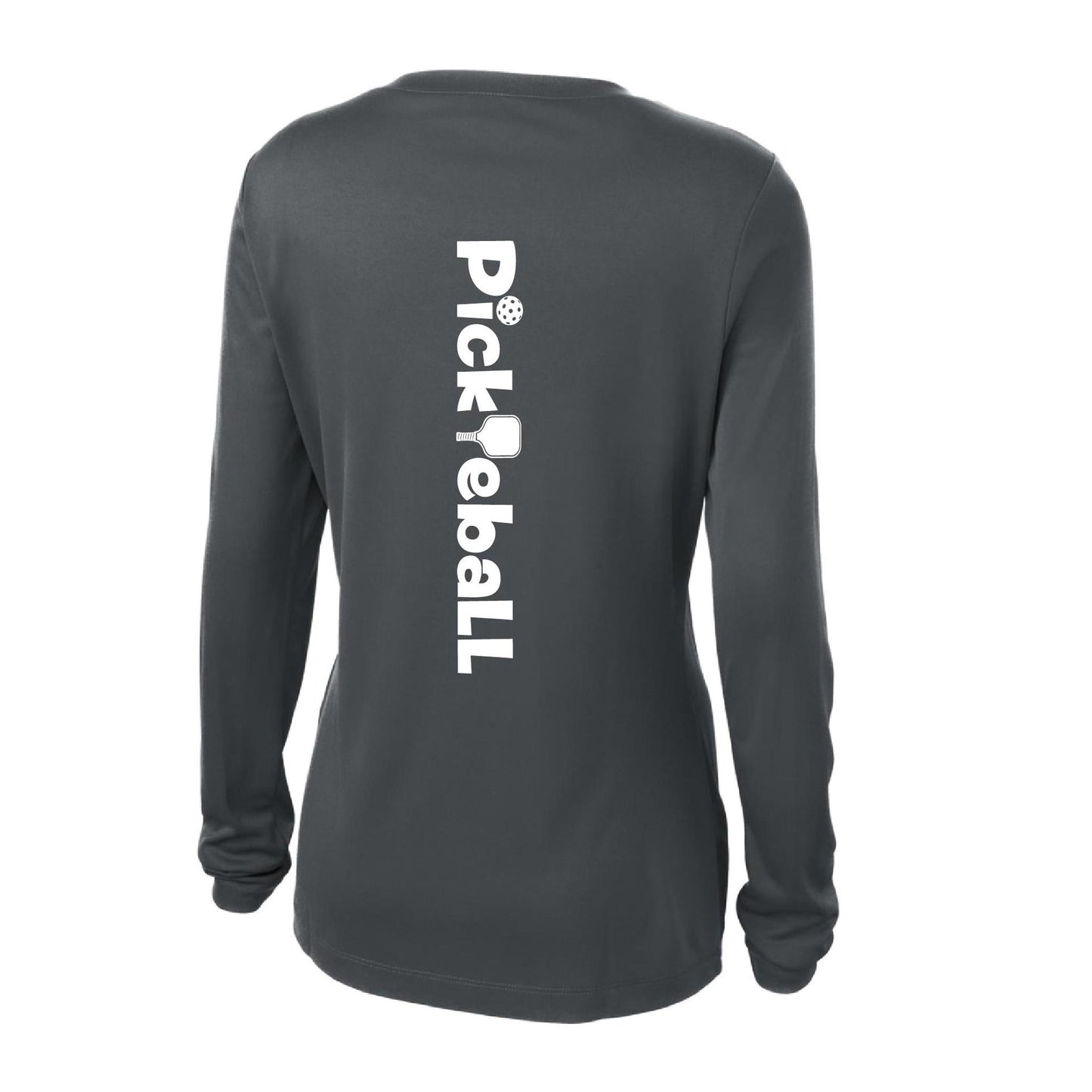 Pickleball Horizontal (Customizable) | Women’s Long Sleeve V-Neck Pickleball Performance T-Shirt | 100% Polyester