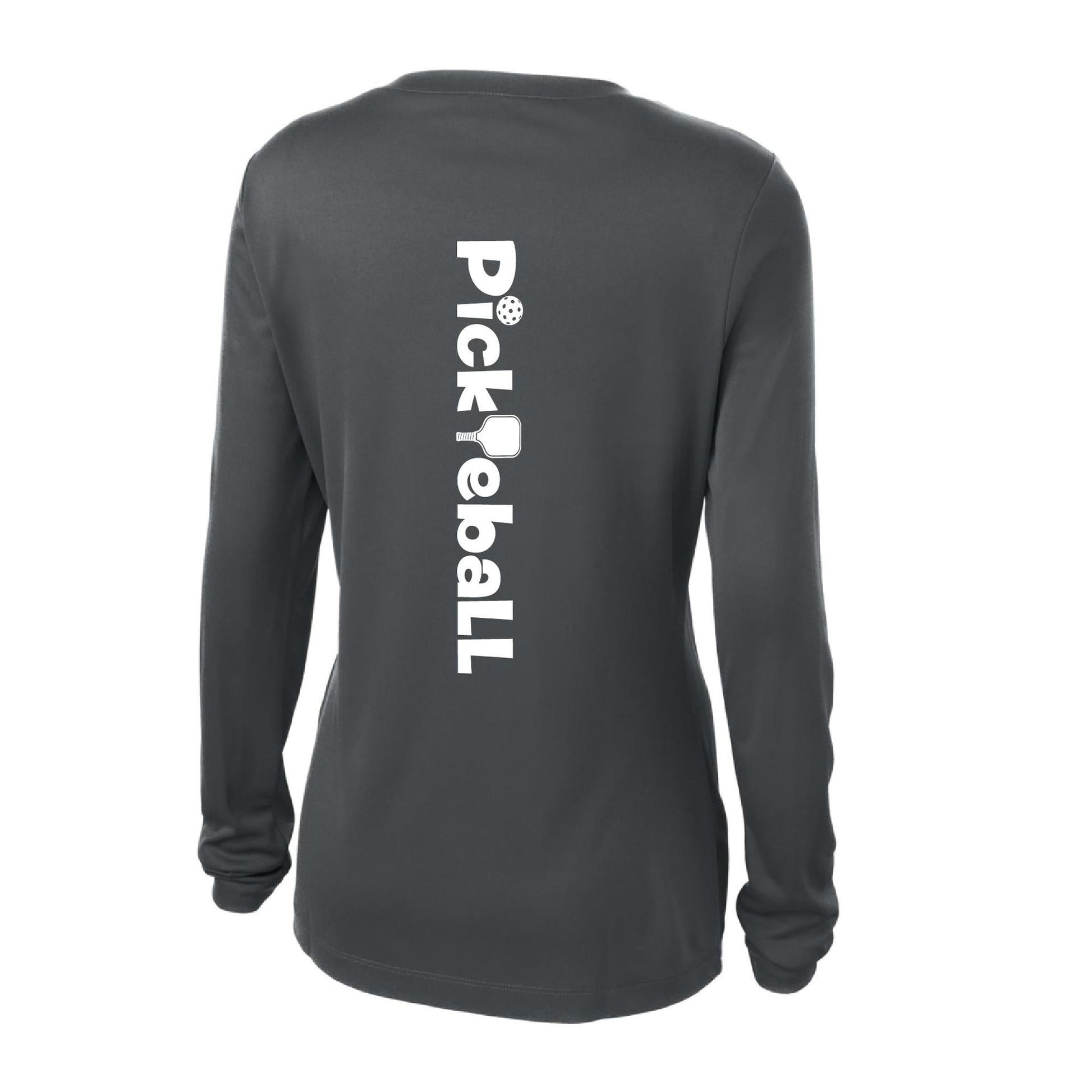 Pickleball Horizontal (Customizable) | Women’s Long Sleeve V-Neck Pickleball Performance T-Shirt | 100% Polyester