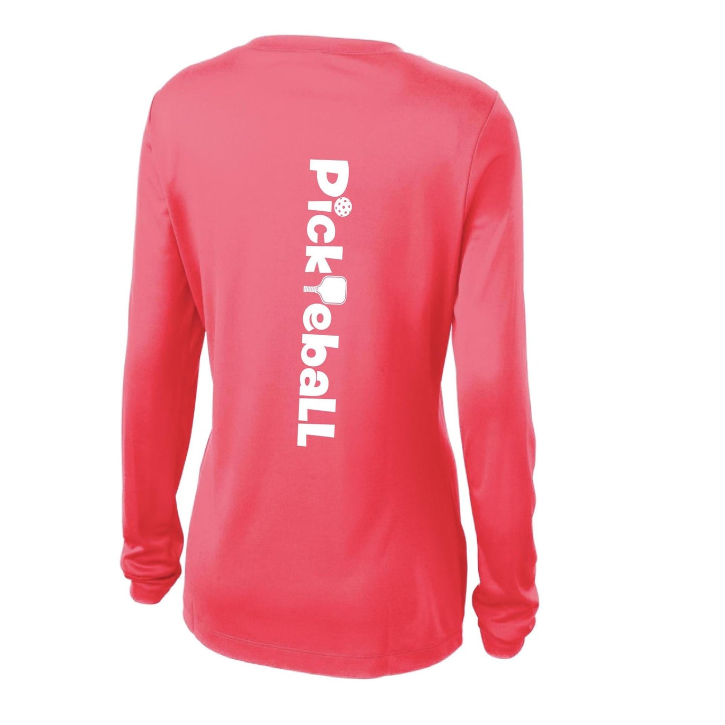 Pickleball Horizontal (Customizable) | Women’s Long Sleeve V-Neck Pickleball Performance T-Shirt | 100% Polyester