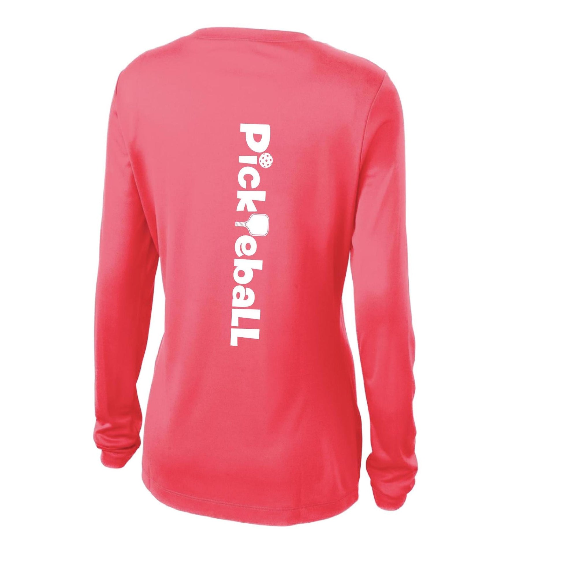 Pickleball Horizontal (Customizable) | Women’s Long Sleeve V-Neck Pickleball Performance T-Shirt | 100% Polyester