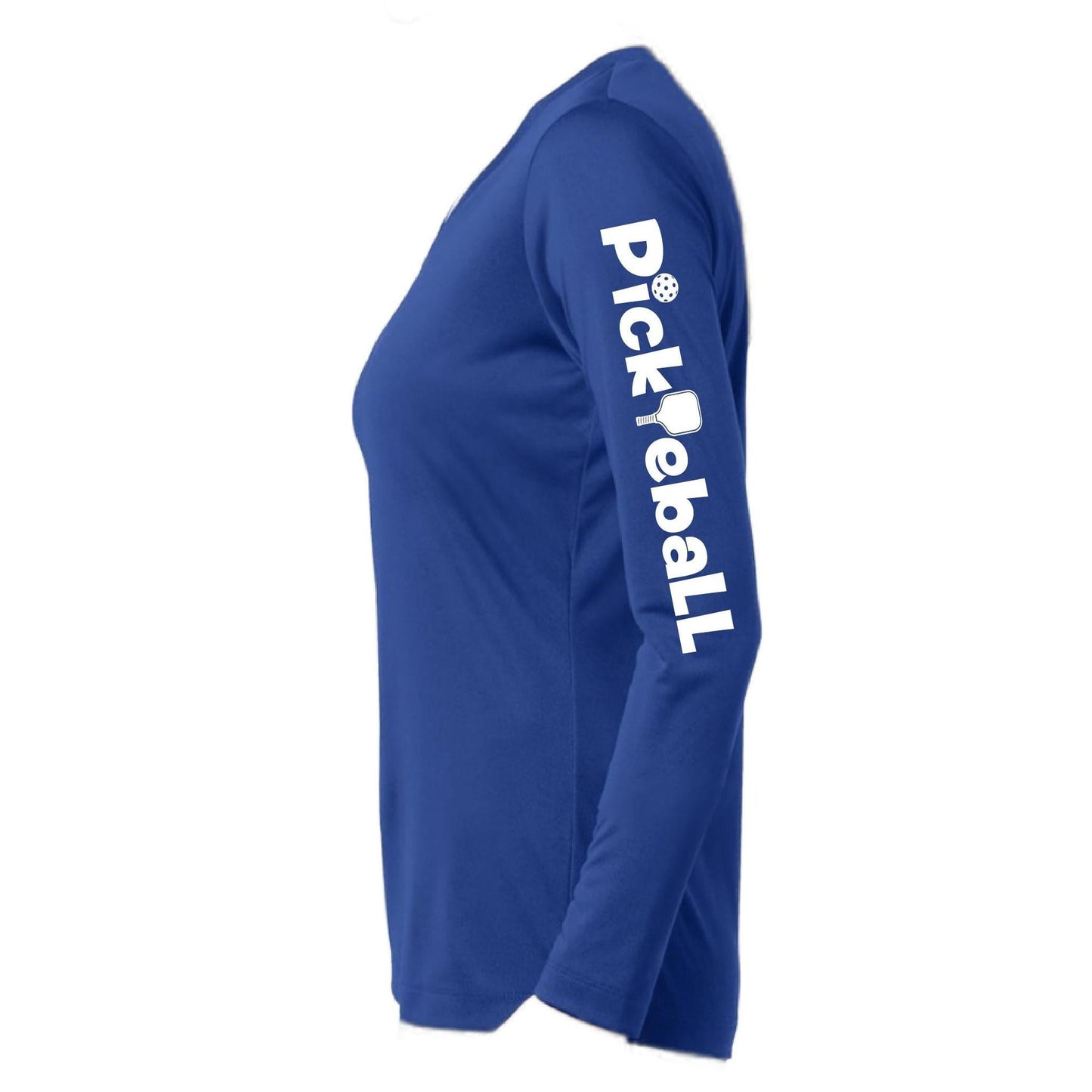 Pickleball Horizontal (Customizable) | Women’s Long Sleeve V-Neck Pickleball Performance T-Shirt | 100% Polyester