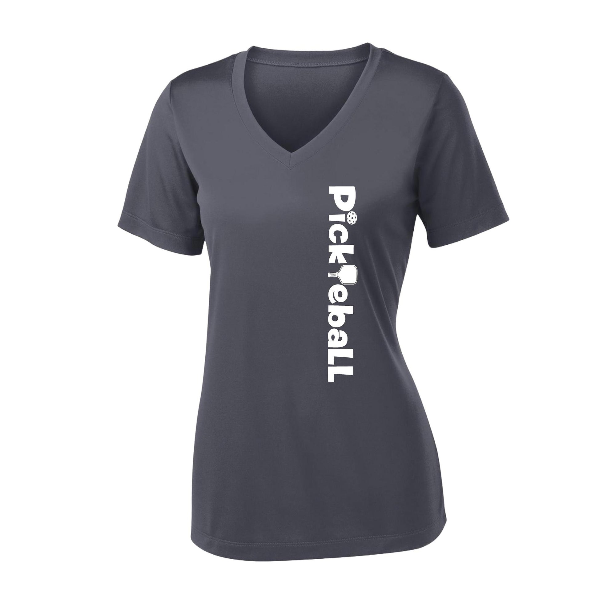 Pickleball Horizontal (Customizable) | Women's Short Sleeve V-Neck Pickleball Performance T-Shirts | 100% Polyester