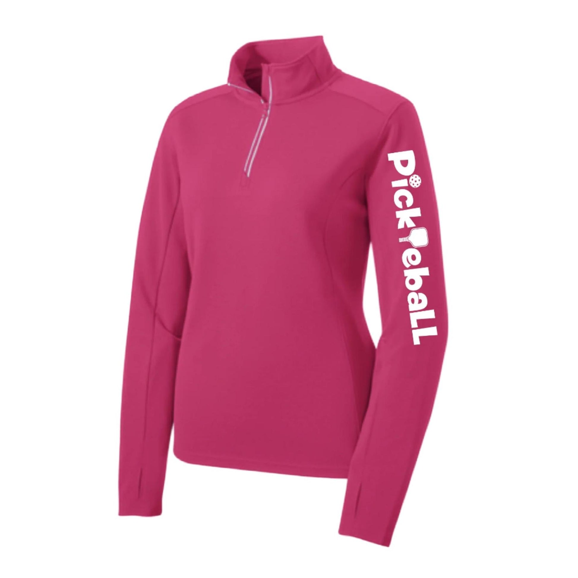 Pickleball Horizontal (Sleeve) | Clearance Women's 1/4 Zip Pickleball Athletic Performance Pullover Shirt | 100% Polyester