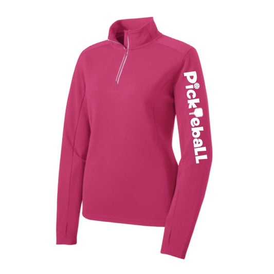 Pickleball Horizontal (Sleeve) | Clearance Women's 1/4 Zip Pickleball Athletic Performance Pullover Shirt | 100% Polyester
