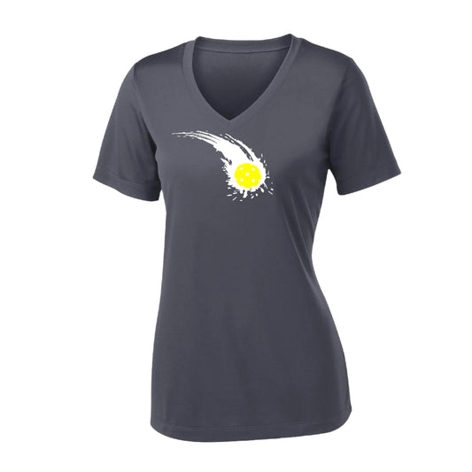 Pickleball Impact | Women's Short Sleeve V-Neck Pickleball Performance T-Shirts | 100% Polyester