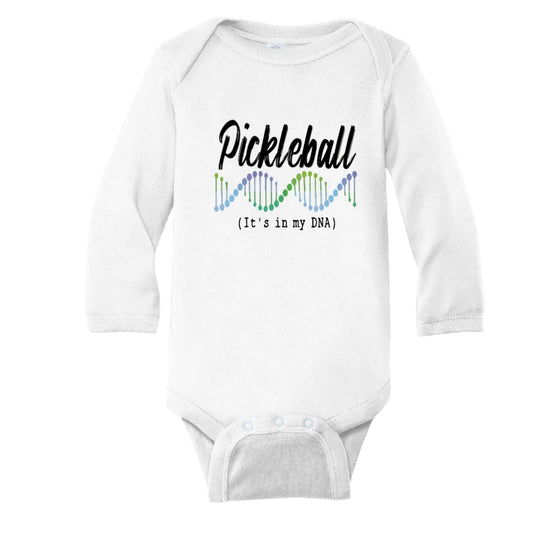 Pickleball Is In My DNA | Infant Long Sleeve One Piece Bodysuit | 100% Cotton