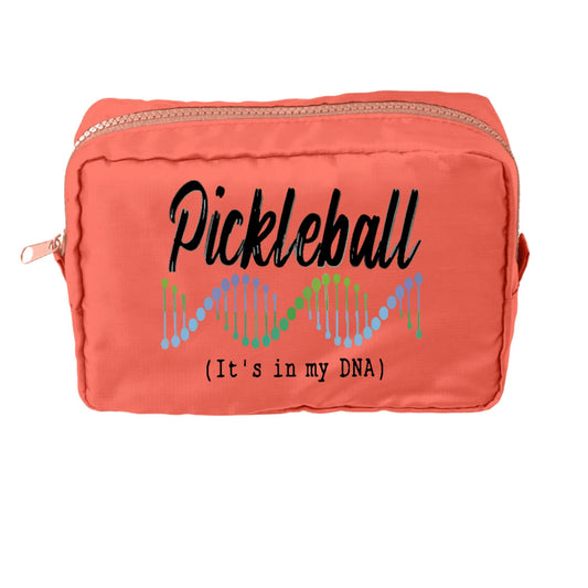 Pickleball Is In My DNA | Pickleball Dimensional Cosmetic Pouch Bag | Small Size Court Dimensional Bag