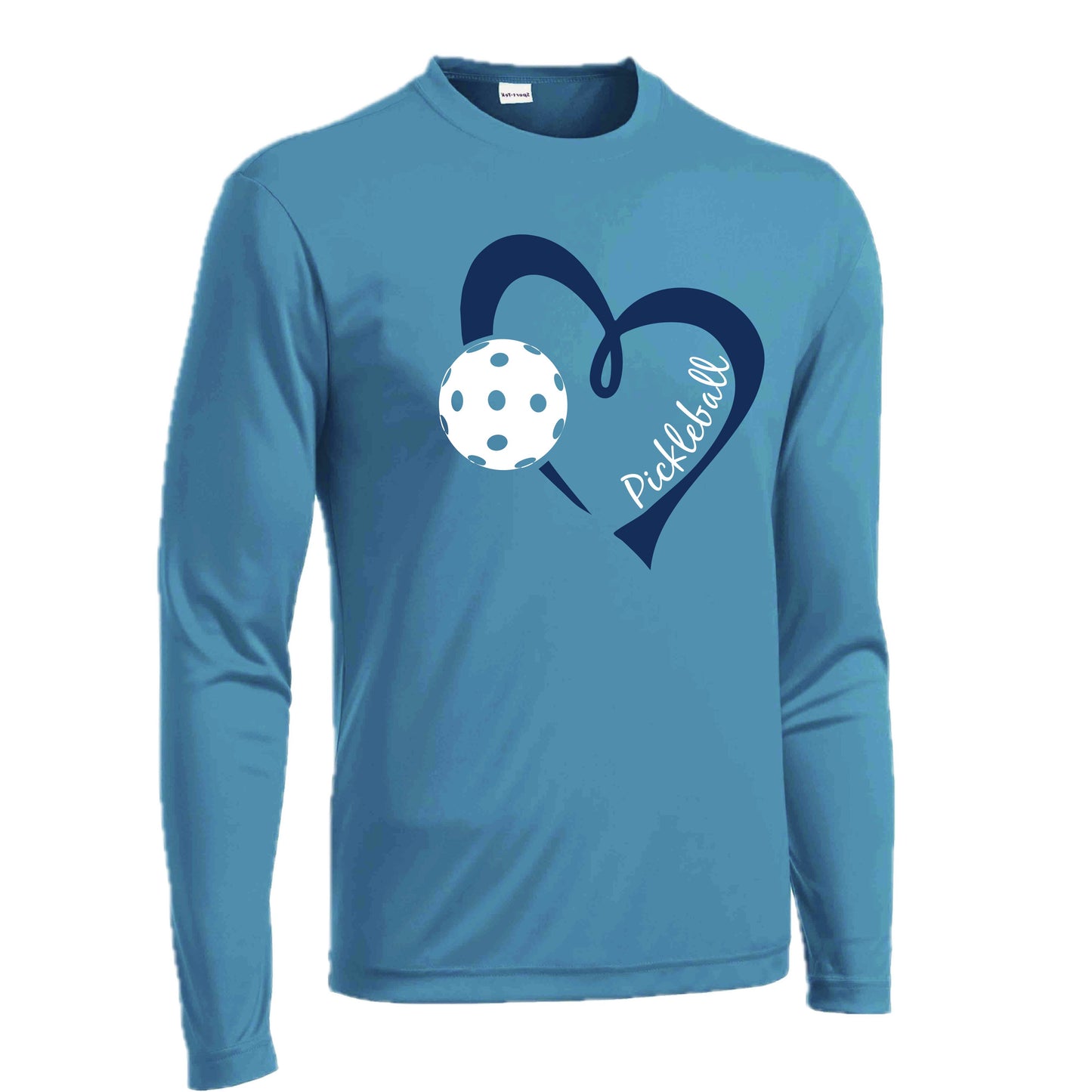 Pickleball Love (Navy) | Men's Long Sleeve Athletic Pickleball Performance T-Shirt | 100% Polyester