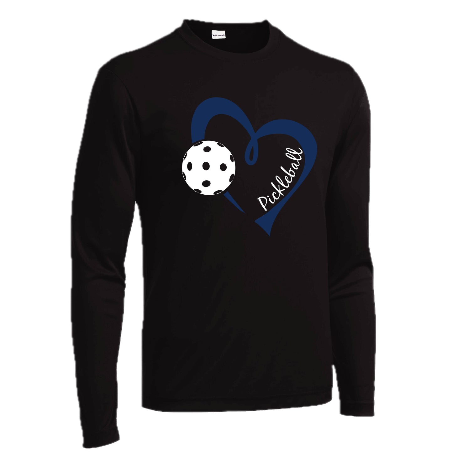 Pickleball Love (Navy) | Men's Long Sleeve Athletic Pickleball Performance T-Shirt | 100% Polyester
