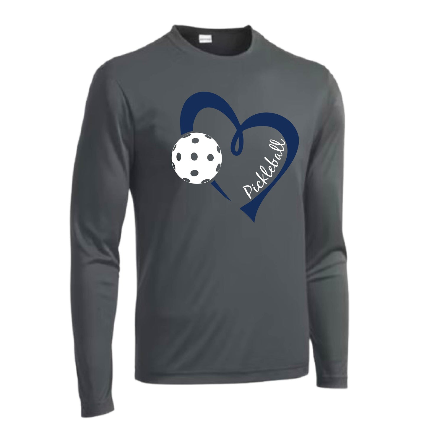 Pickleball Love (Navy) | Men's Long Sleeve Athletic Pickleball Performance T-Shirt | 100% Polyester