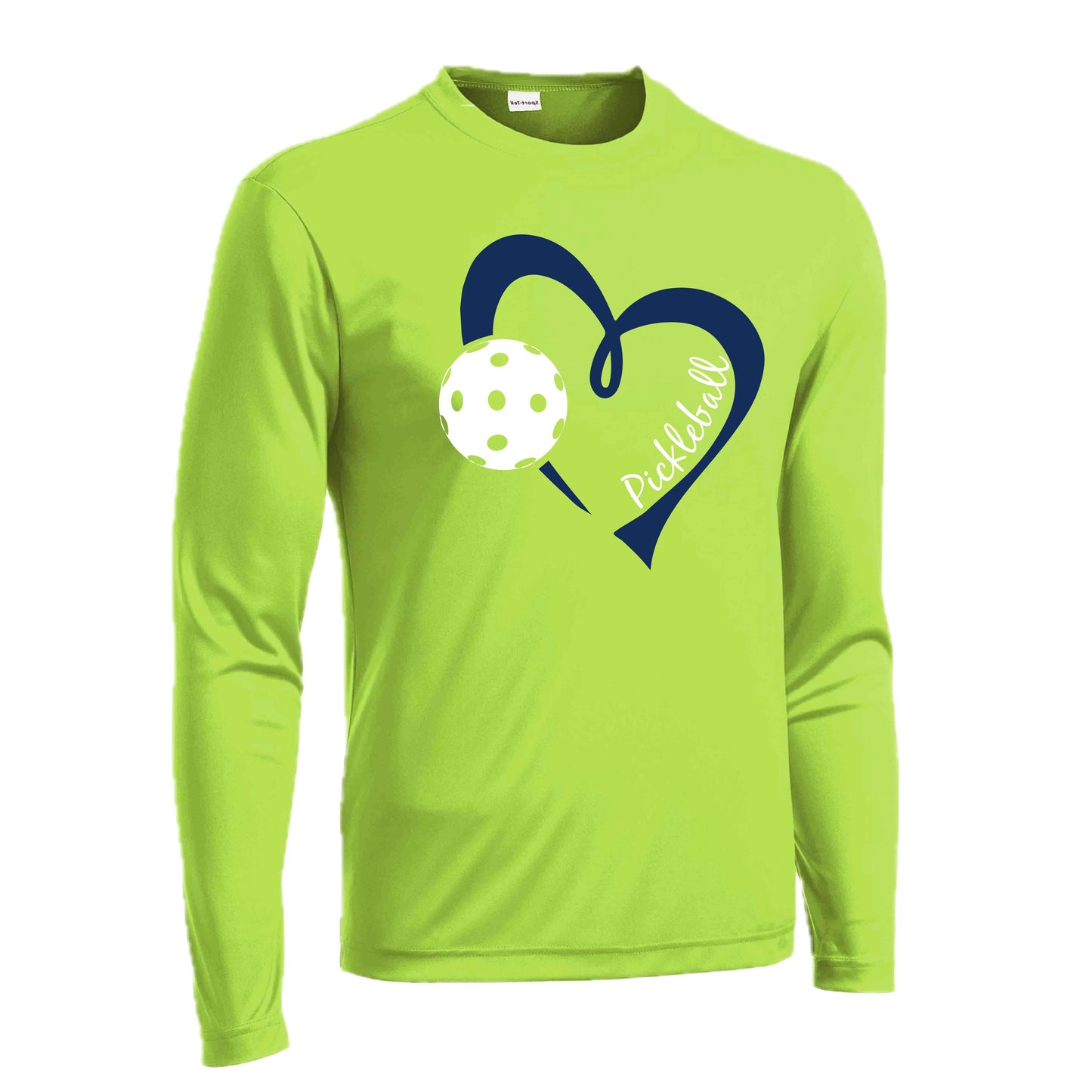 Pickleball Love (Navy) | Men's Long Sleeve Athletic Pickleball Performance T-Shirt | 100% Polyester