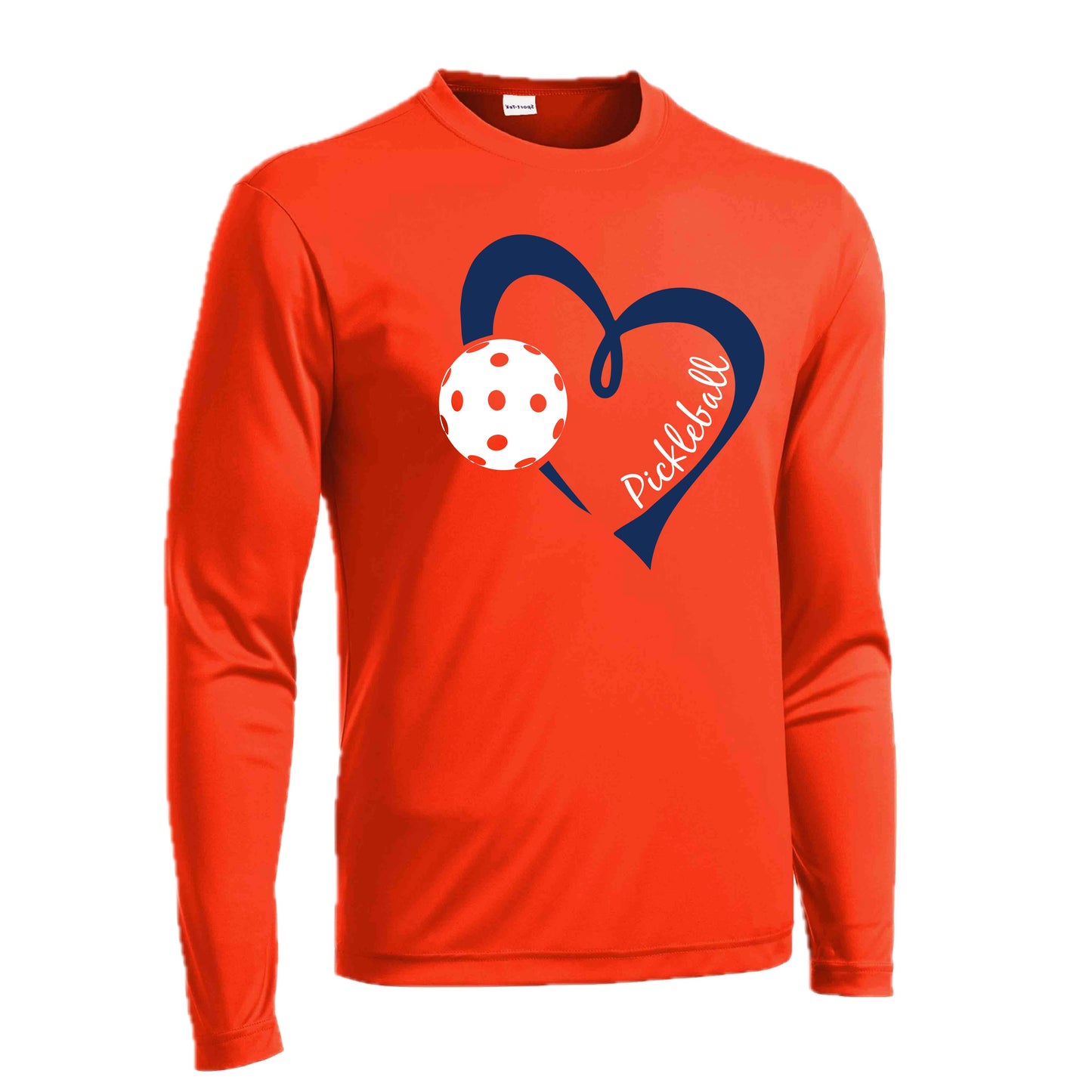 Pickleball Love (Navy) | Men's Long Sleeve Athletic Pickleball Performance T-Shirt | 100% Polyester