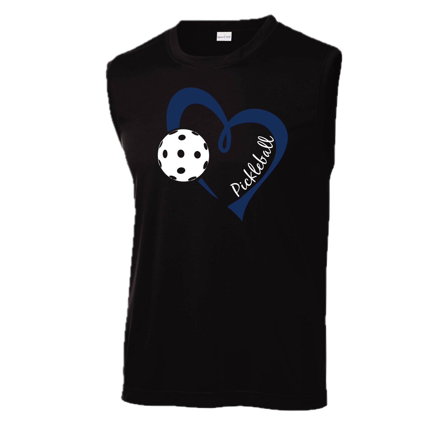 Pickleball Love (Navy) | Men's Sleeveless Athletic Pickleball Performance T-Shirt | 100% Polyester