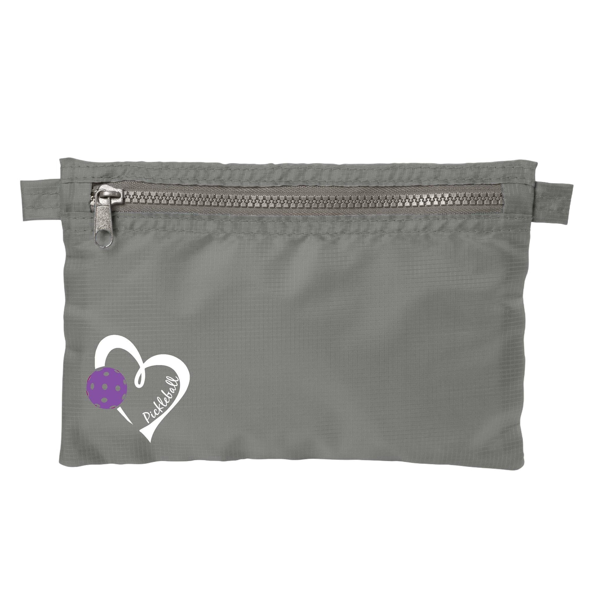 Pickleball Love (Pink And Purple) | Pickleball Cosmetic Stash Pouch Bag | Small Size Court Stash Bag