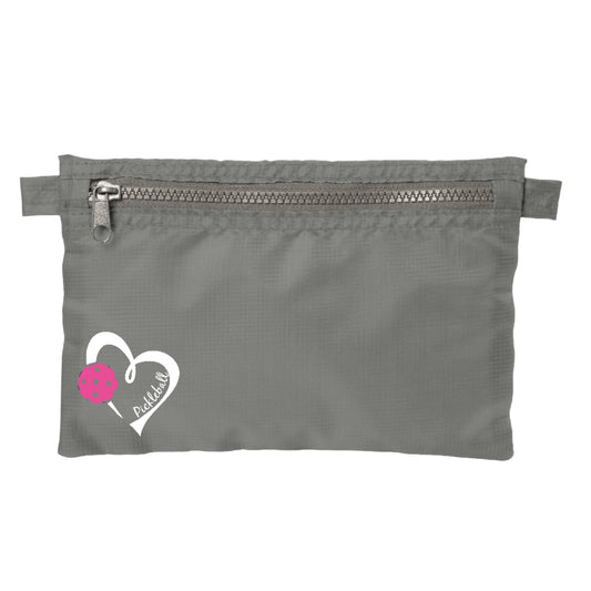 Pickleball Love (Pink And Purple) | Pickleball Cosmetic Stash Pouch Bag | Small Size Court Stash Bag