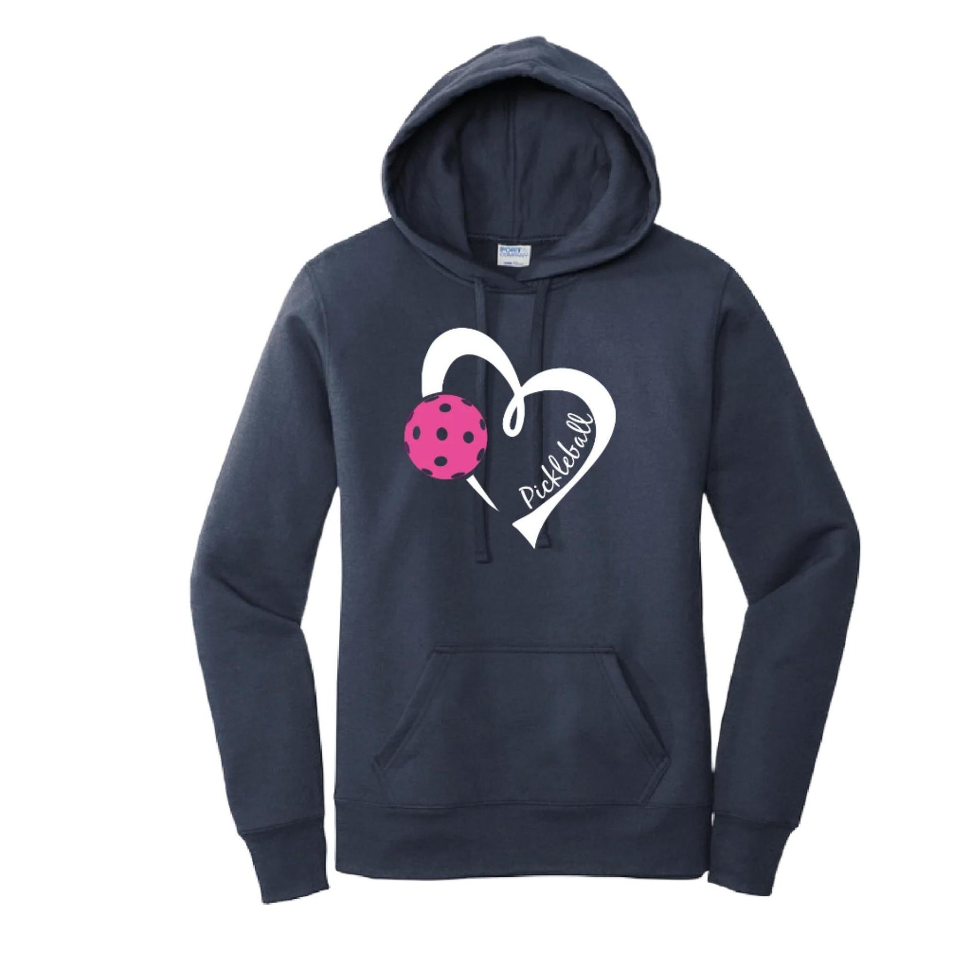 Pickleball Love (Pink) | Women’s Fitted Hoodie Pickleball Sweatshirt | 50% Cotton 50% Poly Fleece