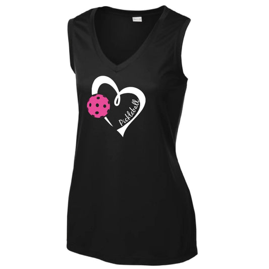 Pickleball Love (Pink) | Women’s Sleeveless Performance T-Shirt | 100% Polyester