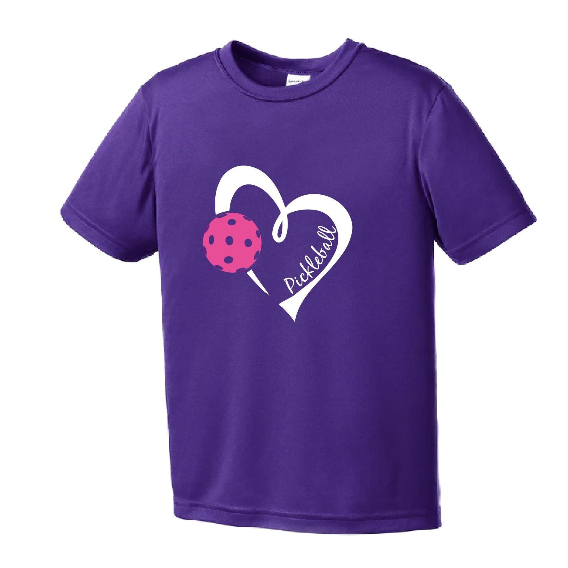 Pickleball Love (Pink) | Youth Short Sleeve Pickleball Performance T-Shirts | 100% Polyester