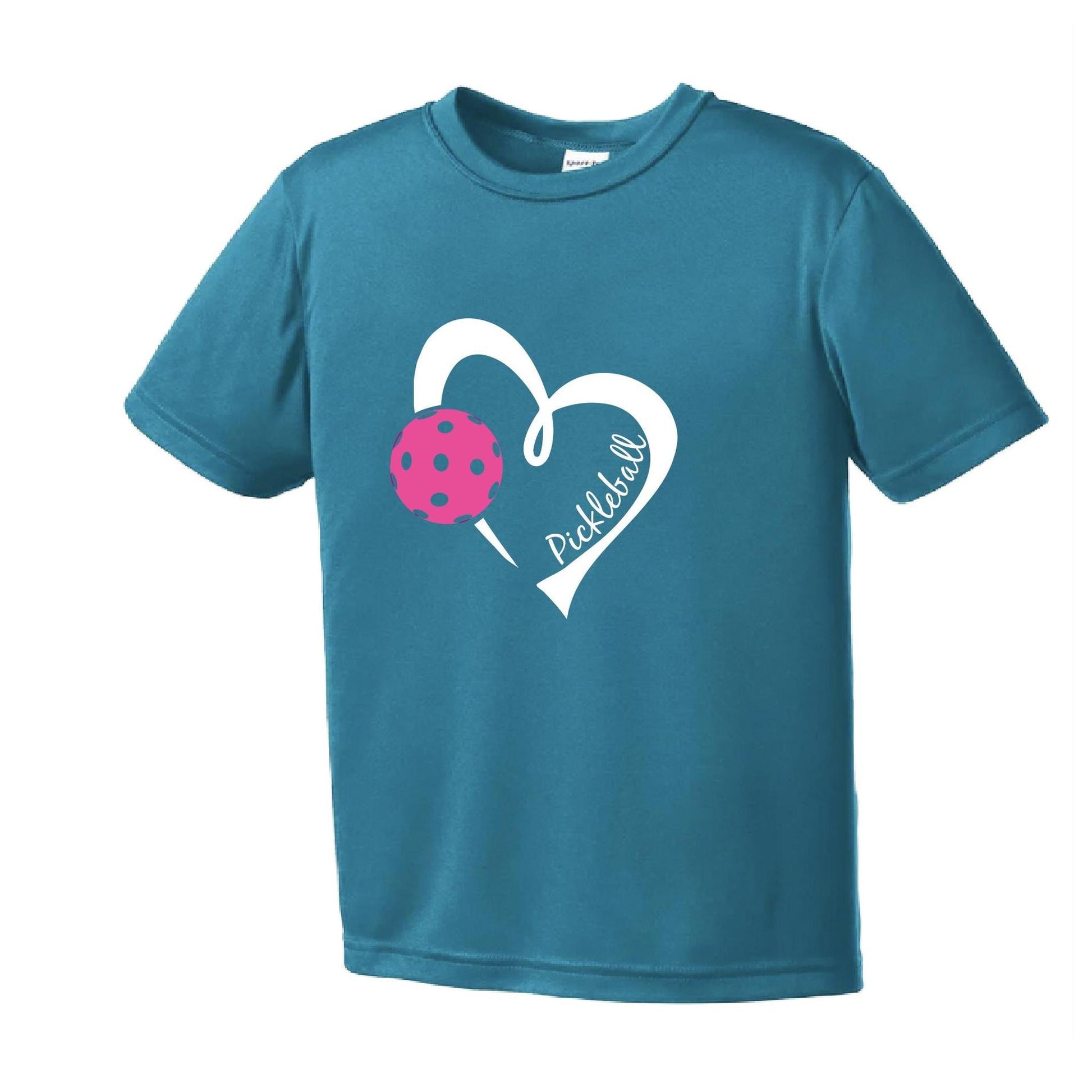 Pickleball Love (Pink) | Youth Short Sleeve Pickleball Performance T-Shirts | 100% Polyester