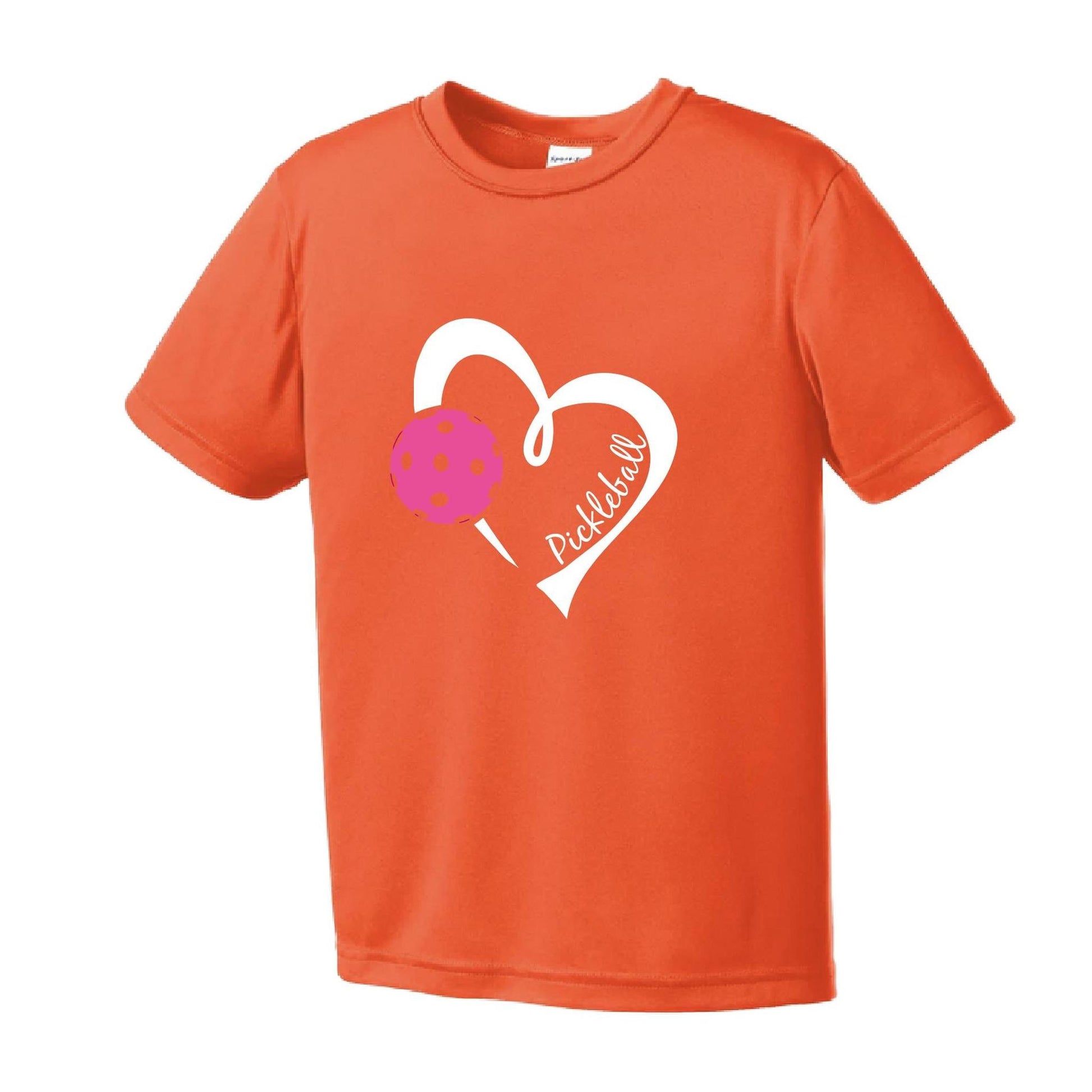 Pickleball Love (Pink) | Youth Short Sleeve Pickleball Performance T-Shirts | 100% Polyester
