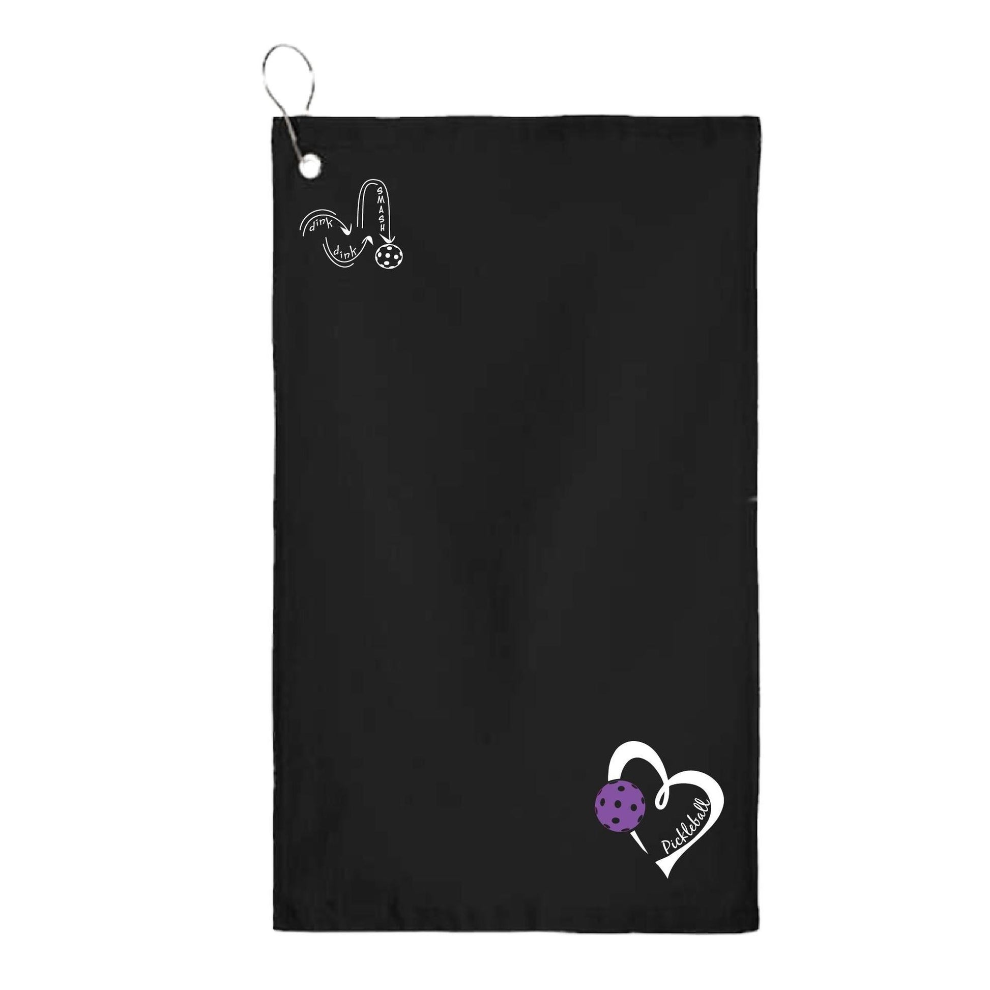 Pickleball Love (Purple) | Pickleball Court Towels | Grommeted 100% Cotton Terry Velour
