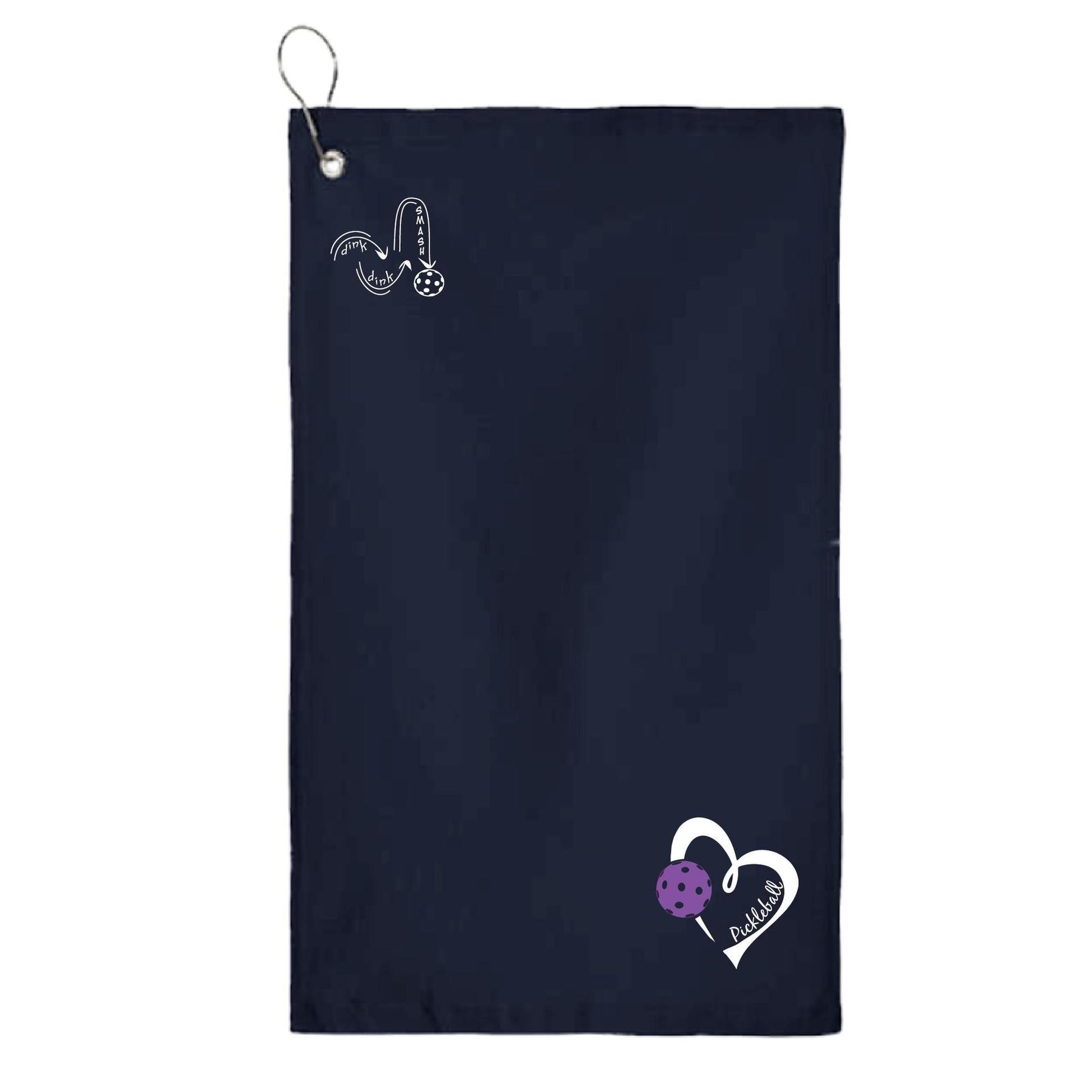 Pickleball Love (Purple) | Pickleball Court Towels | Grommeted 100% Cotton Terry Velour