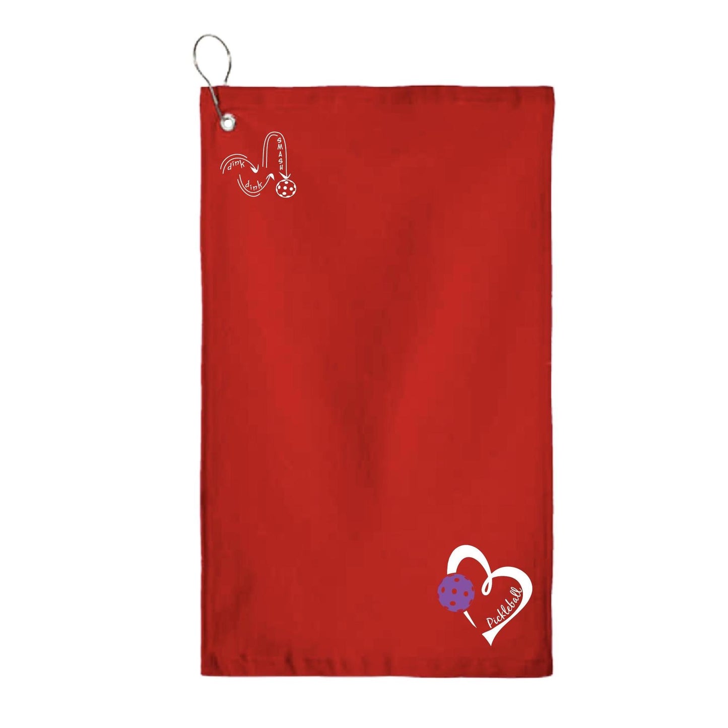 Pickleball Love (Purple) | Pickleball Court Towels | Grommeted 100% Cotton Terry Velour