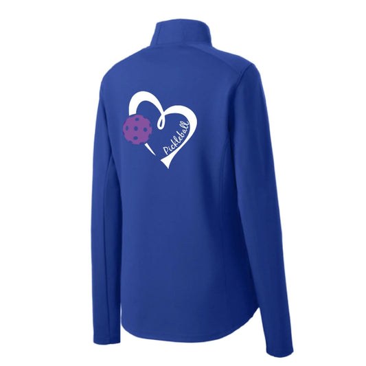 Pickleball Love (Purple) | Women's 1/4 Zip Pullover Athletic Performance Shirt | 100% Polyester