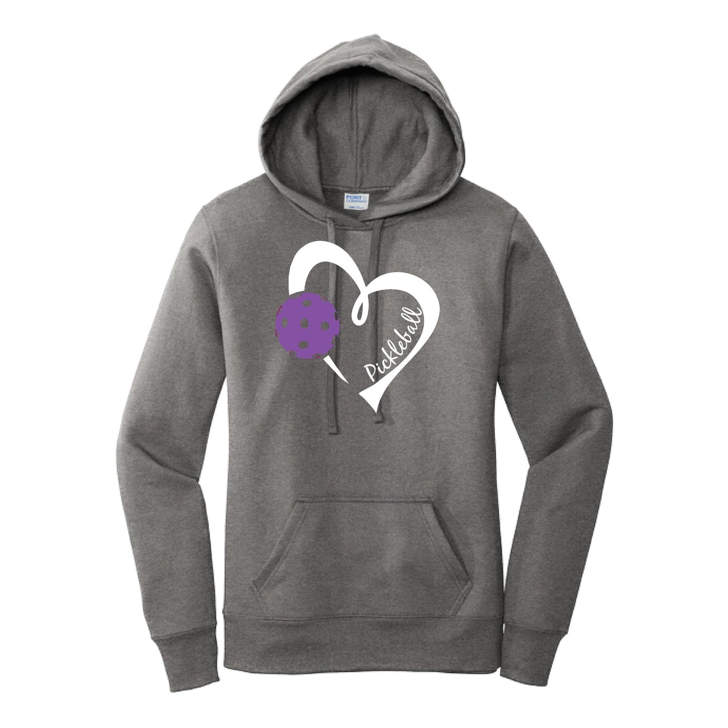 Pickleball Love (Purple) | Women’s Fitted Hoodie Pickleball Sweatshirt | 50% Cotton 50% Poly Fleece