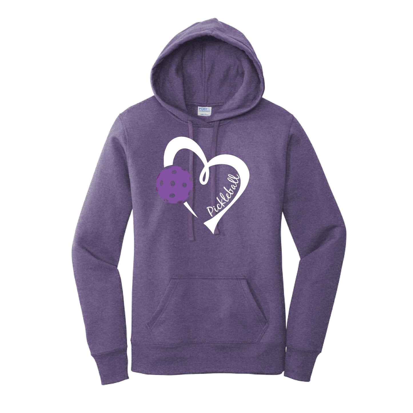Pickleball Love (Purple) | Women’s Fitted Hoodie Pickleball Sweatshirt | 50% Cotton 50% Poly Fleece