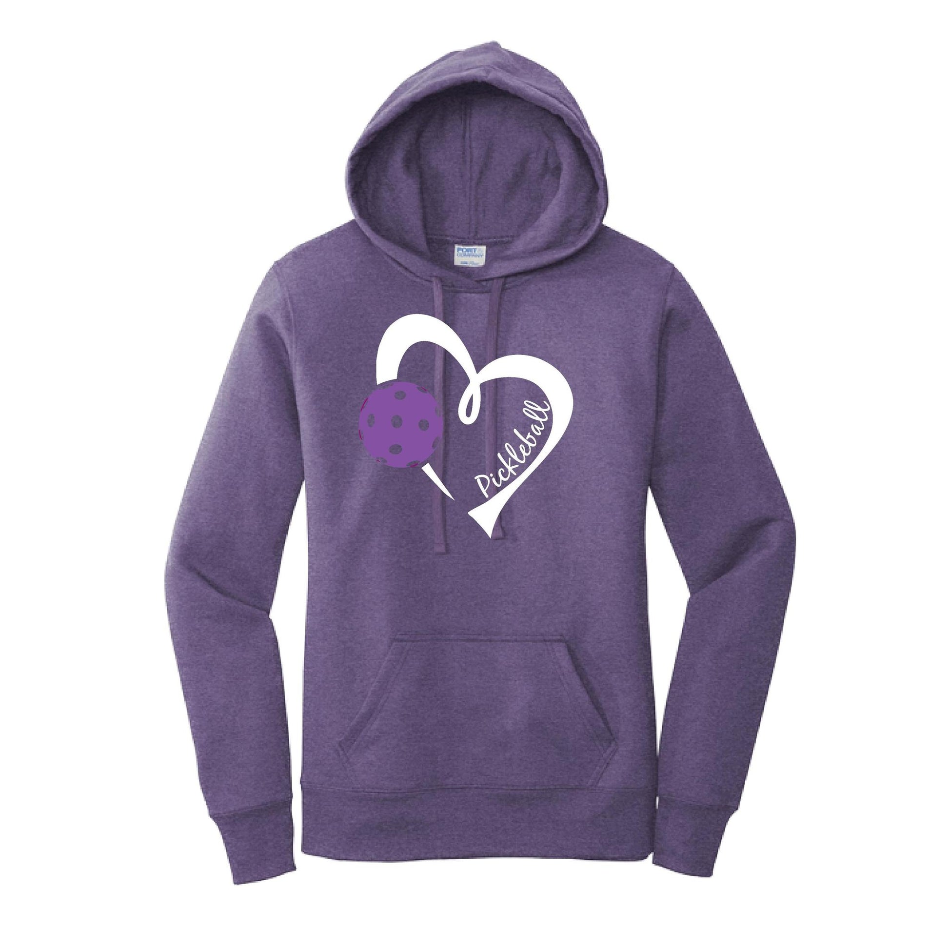 Pickleball Love (Purple) | Women’s Fitted Hoodie Pickleball Sweatshirt | 50% Cotton 50% Poly Fleece