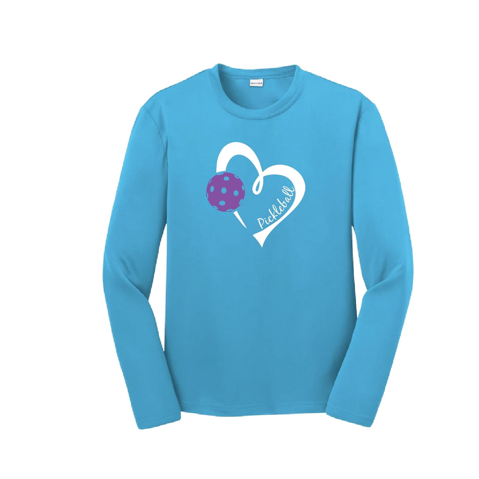 Pickleball Love (Purple) | Youth Long Sleeve Pickleball Performance T-Shirts | 100% Polyester