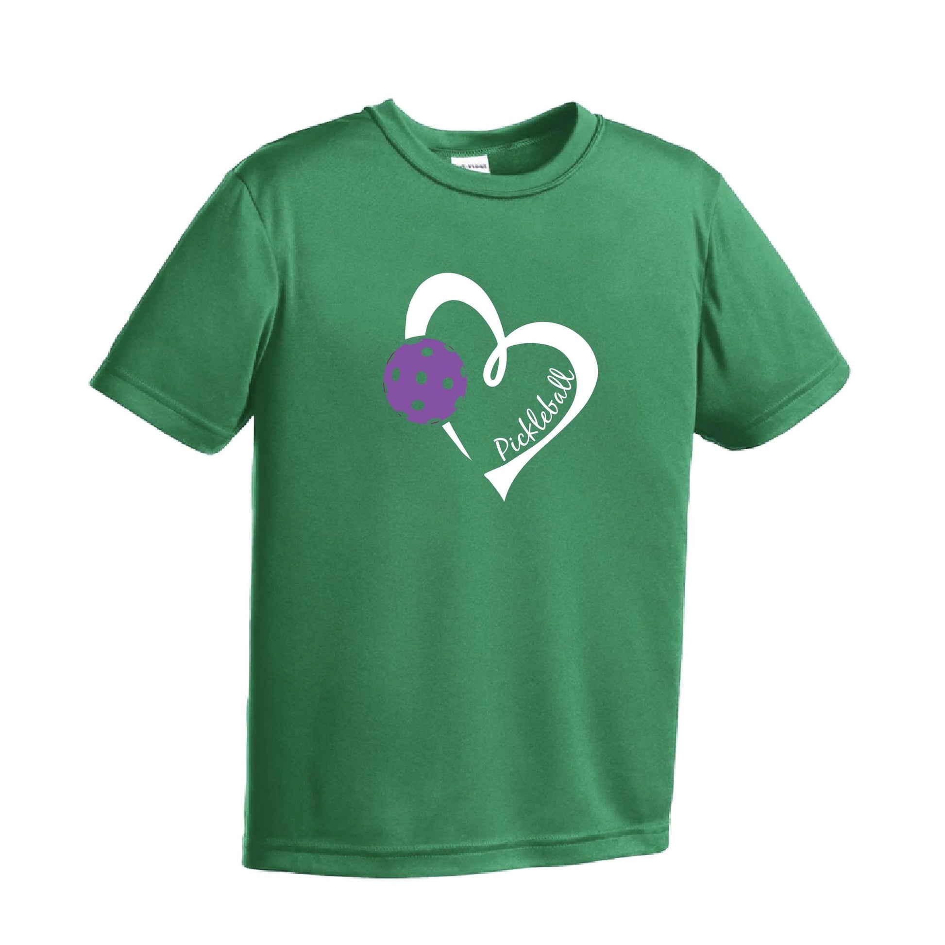 Pickleball Love (Purple) | Youth Short Sleeve Pickleball Performance T-Shirts | 100% Polyester