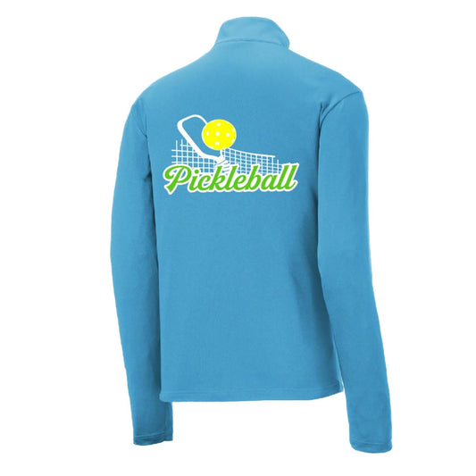 Pickleball Net | Men's 1/4 Zip Long Sleeve Pullover Athletic Performance Shirt | 100% Polyester