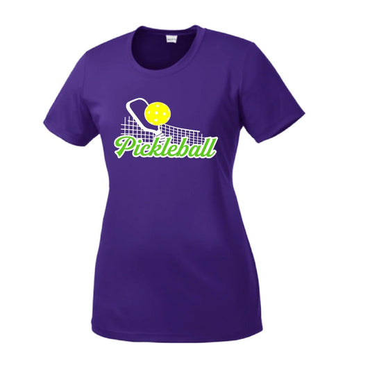 Pickleball Net | Women’s Short Sleeve Crewneck Pickleball Performance T-Shirts | 100% Polyester