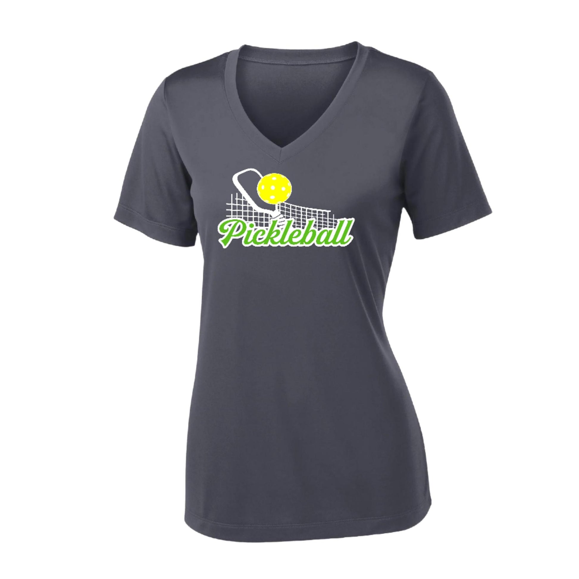 Pickleball Net | Women's Short Sleeve V-Neck Pickleball Performance T-Shirts | 100% Polyester