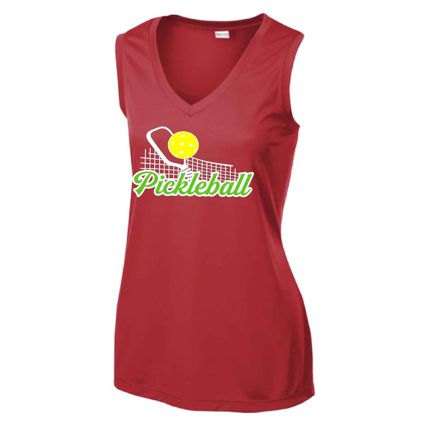 Pickleball Net | Women’s Sleeveless Performance T-Shirt | 100% Polyester