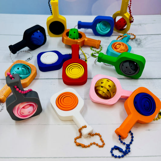 Pickleball Paddle Fidget Keychain | Customizeable Party Favor Gifts | Bag Zipper Pulls and Charms