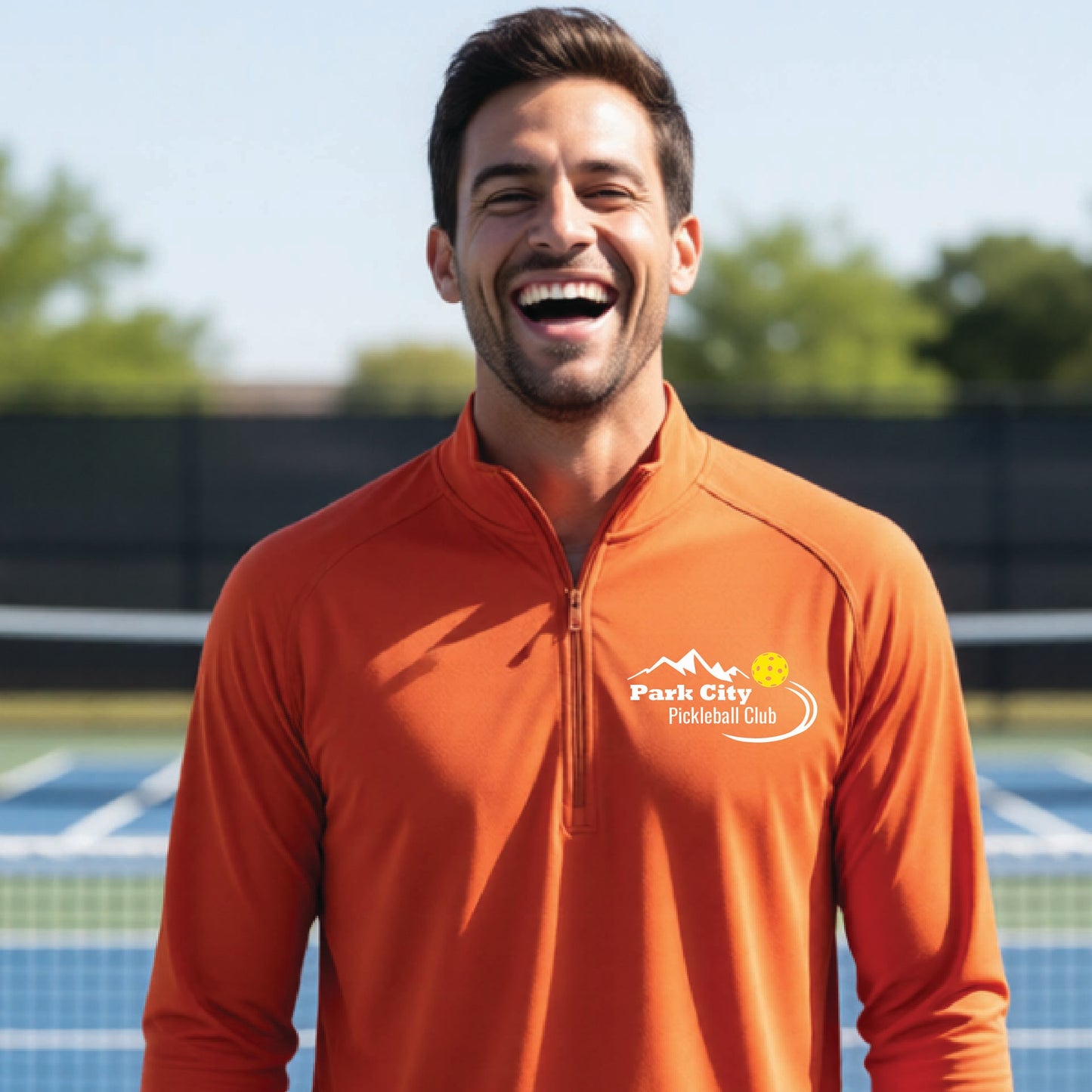 Mens Park City Pickleball Club 1/4-Zip Pullover – Sport-Wick® Stretch Performance Shirt