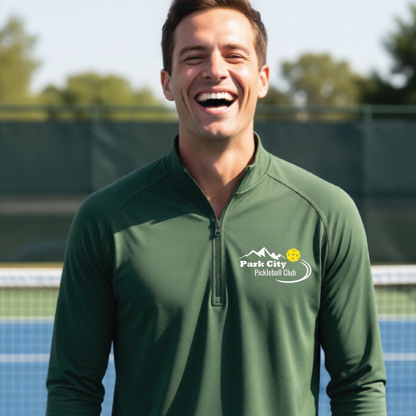 Mens Park City Pickleball Club 1/4-Zip Pullover – Sport-Wick® Stretch Performance Shirt