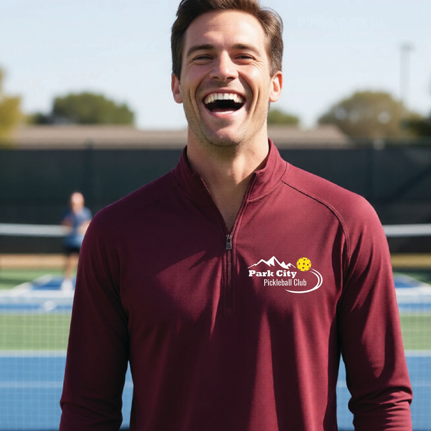 Mens Park City Pickleball Club 1/4-Zip Pullover – Sport-Wick® Stretch Performance Shirt