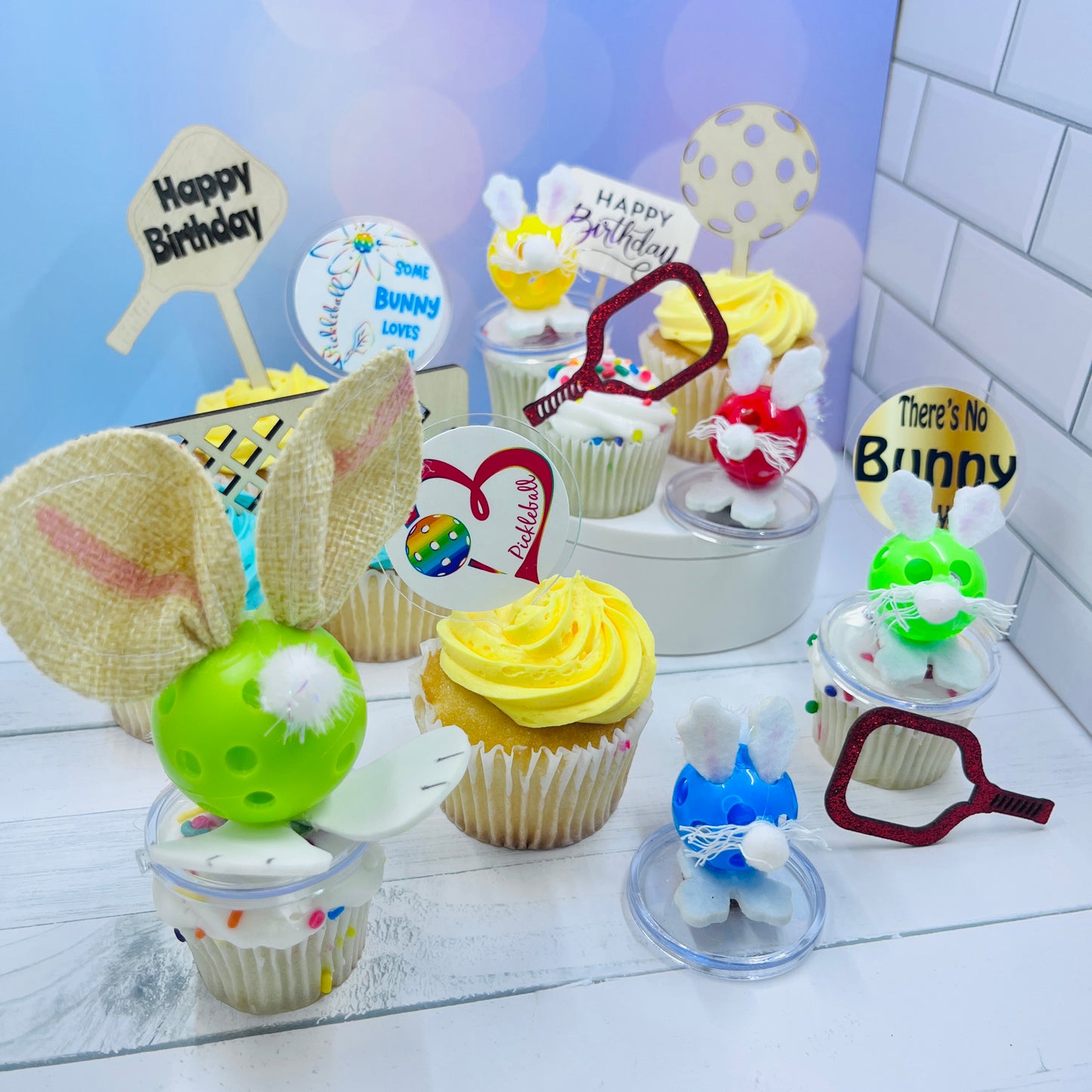 Pickleball Party Pack | 20 Piece "Some Bunny Loves You" Cake And Cupcake Toppers | Birthday Gift Topper